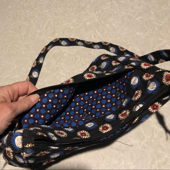 Vera Bradley Navy Owls Quilted Canvas Crossbody Hobo Bag 12”x3”x6” - Picture 6 of 9